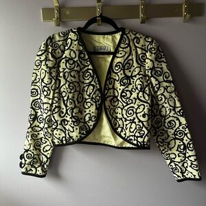 Vintage A.J. Bari Isaacson’s Atlanta Black & White Beaded Cocktail Jacket Size 4